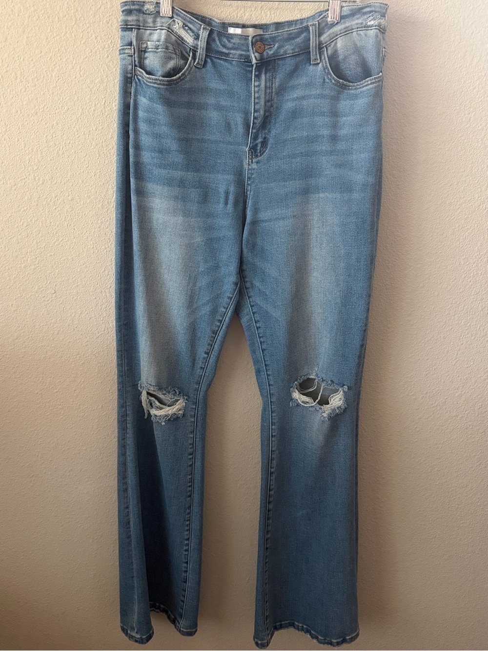 Vervet Distressed Flare Wide Leg Light Blue Jean